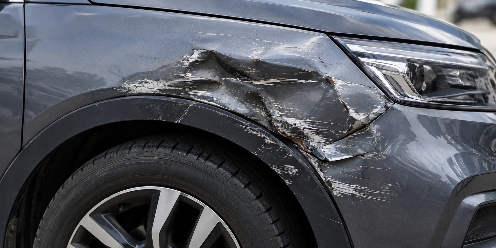 A damaged car before repair